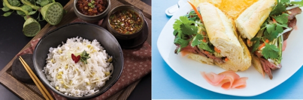 한식이 미국식에 비해 비만개선 효과가 더 뛰어나다는 연구 결과가 나와 관심을 받고 있다. 사진은 연구진이 선택한 식단의 주요메뉴였던 한식의 콩나물현미밥(왼쪽)과 미국식 소고기 샌드위치(오른쪽).