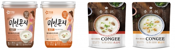 아워홈이 홍콩의 대표 아침식사 메뉴 '콘지' 4종을 간편식으로 출시한다.
