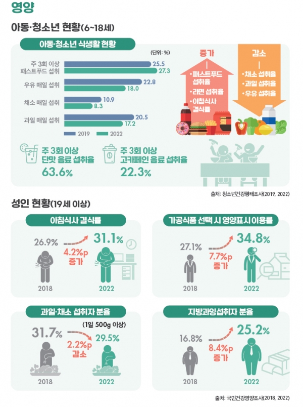 ‘2024 한눈에 보는 신·비·영(신체활동·비만·영양)통계자료집’ 주요 내용.